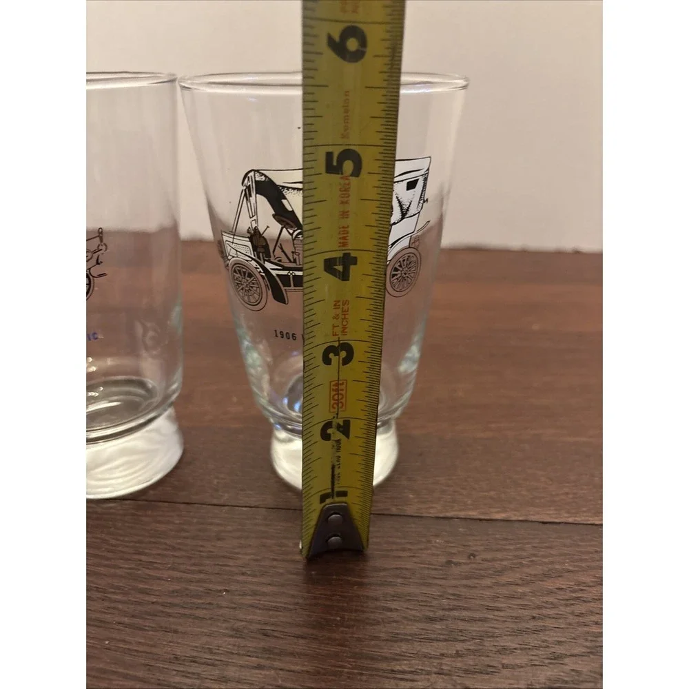 Vintage Libbey Set Of 2‎ Automotive Glasses Woods Electric, White Steamer